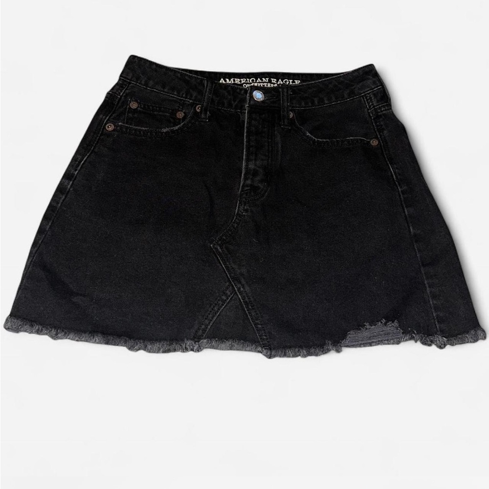 American Eagle Outfitters Distressed Black Mini Skirt